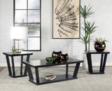 Aminta 3-Piece Occasional Set with Open Shelves Black