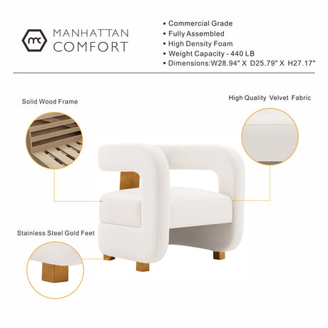 Amirah Accent Chair in White by Manhattan Comfort at Eve Furniture