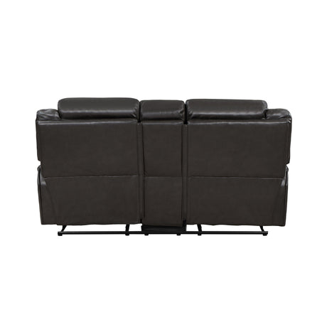 Amite Dark Gray Double Reclining Loveseat with Center Console by Homelegance at Eve Furniture
