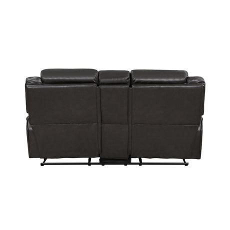 Amite Dark Gray Double Reclining Loveseat with Center Console by Homelegance at Eve Furniture