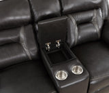 Amite Dark Gray Double Reclining Loveseat with Center Console by Homelegance at Eve Furniture