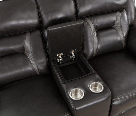 Amite Dark Gray Double Reclining Loveseat with Center Console by Homelegance at Eve Furniture