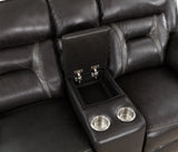 Amite Dark Gray Double Reclining Loveseat with Center Console by Homelegance at Eve Furniture