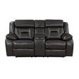 Amite Dark Gray Double Reclining Loveseat with Center Console by Homelegance at Eve Furniture