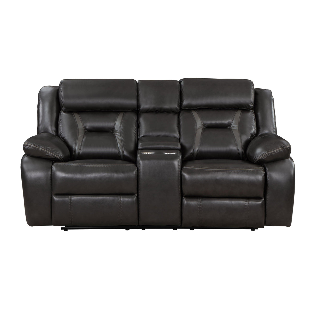 Amite Dark Gray Double Reclining Loveseat with Center Console by Homelegance at Eve Furniture