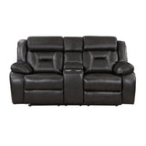 Amite Dark Gray Double Reclining Loveseat with Center Console by Homelegance at Eve Furniture