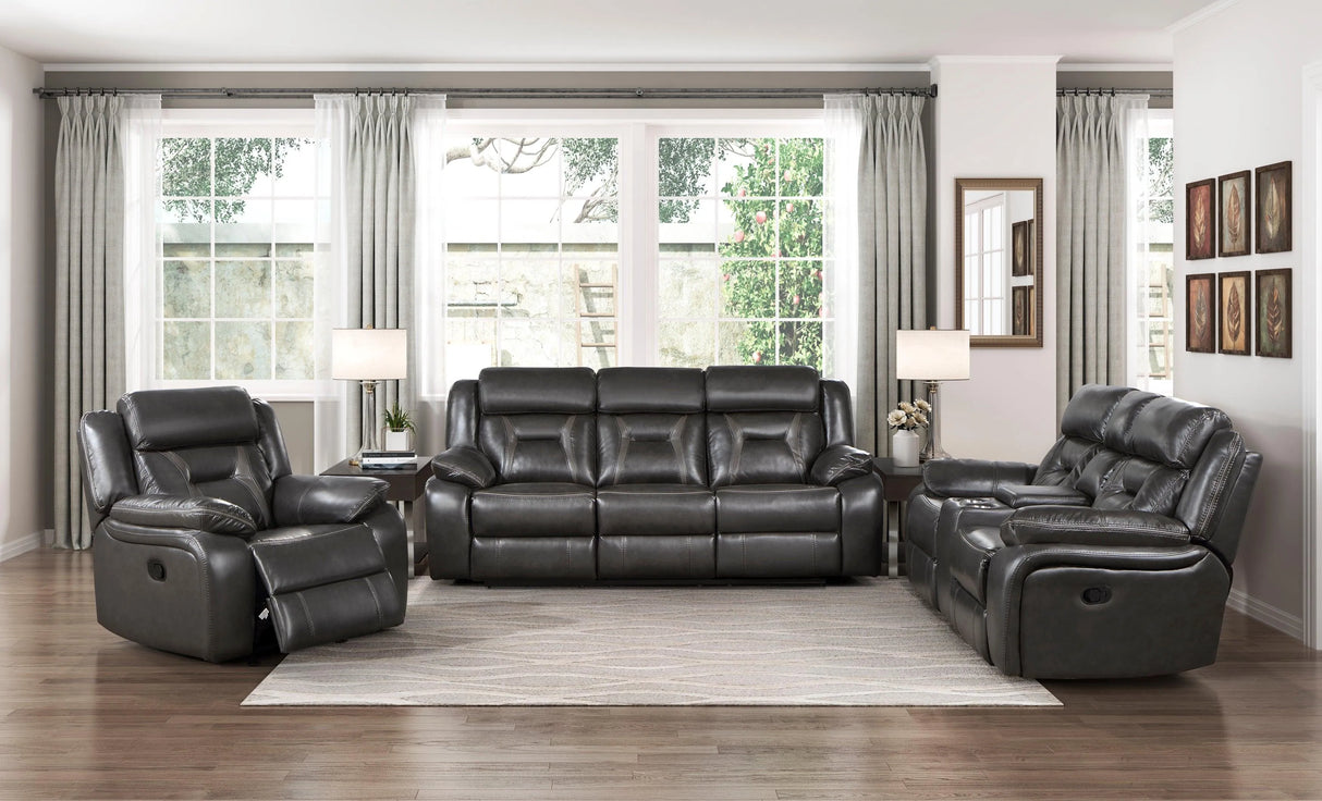 Amite Dark Gray Double Reclining Sofa by Homelegance at Eve Furniture