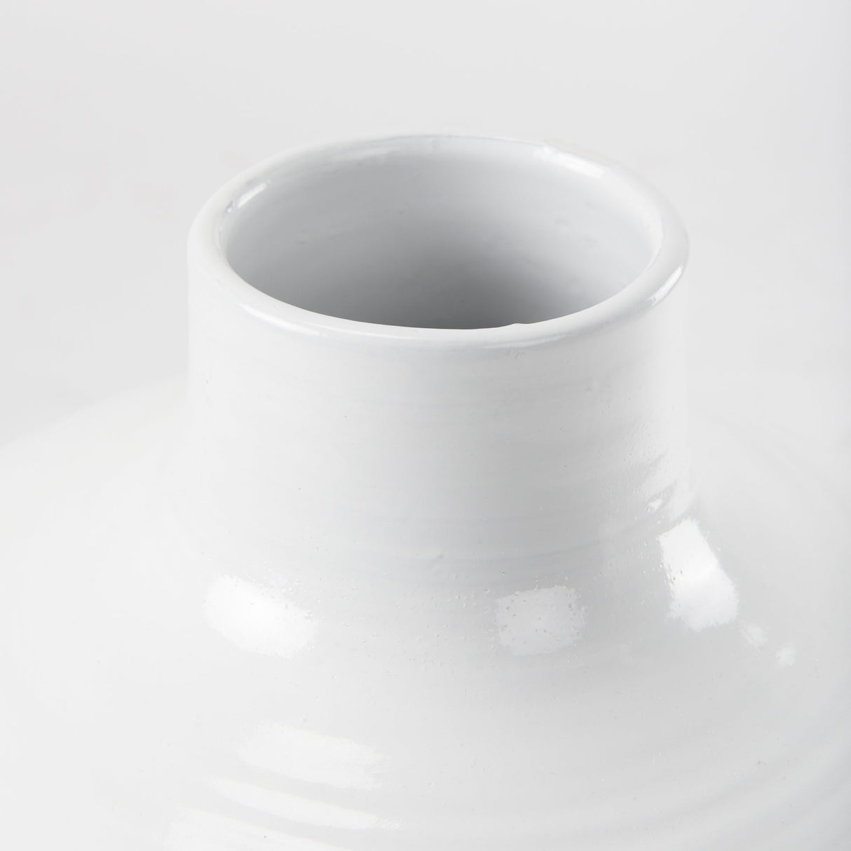 Amos White and Dark Beige Color Blocked Ceramic Floor Vase by Mercana at Eve Furniture