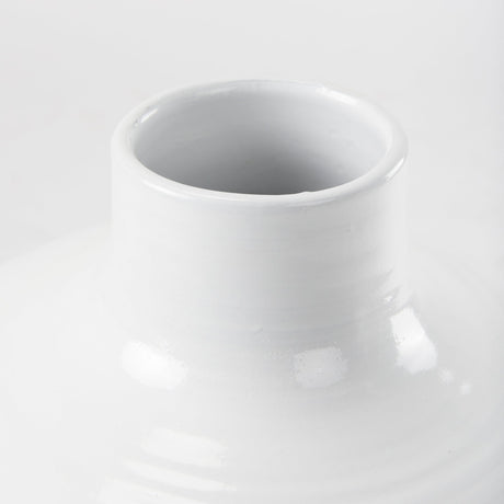 Amos White and Dark Beige Color Blocked Ceramic Floor Vase by Mercana at Eve Furniture