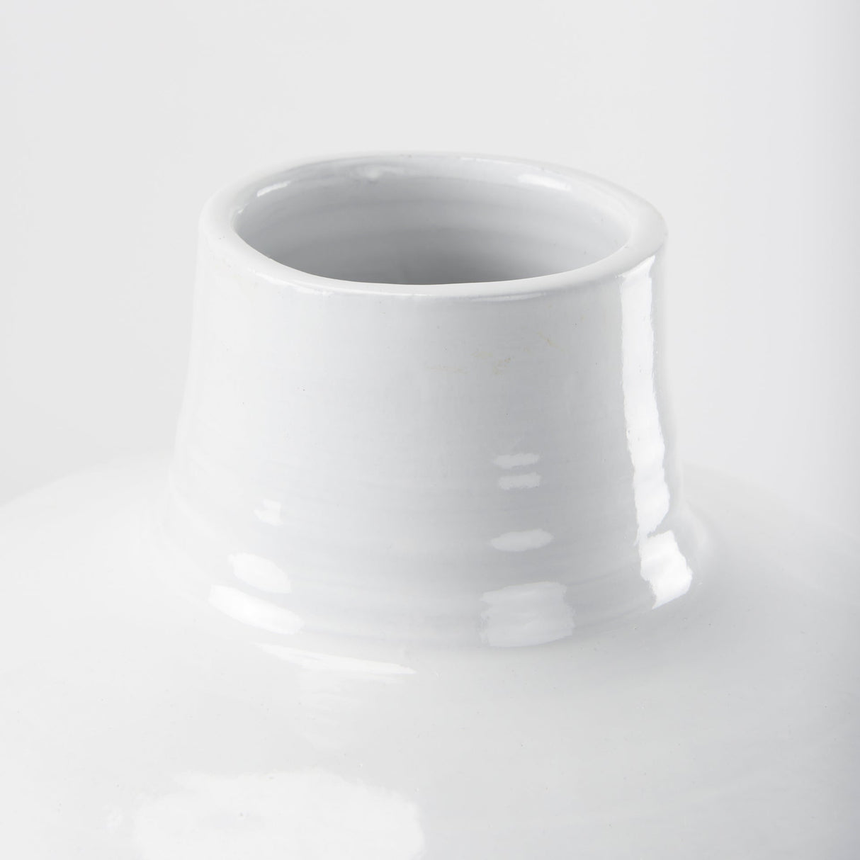 Amos White and Dark Beige Color Blocked Ceramic Floor Vase by Mercana at Eve Furniture