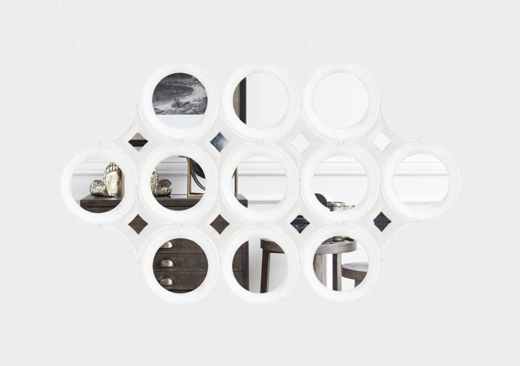 Amphion Star Whitewashed Wood Frame Mirror by Mercana at Eve Furniture