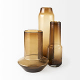 Amrita 4.1L x 4.1W x 11.9H Golden Brown Glass Vase by Mercana at Eve Furniture