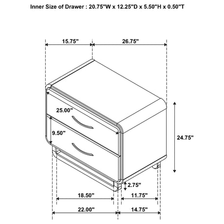 Amsbury Nutmeg 2-Drawer Nightstand by Coaster at Eve Furniture