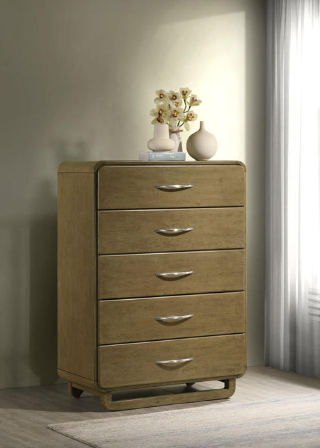 Amsbury Nutmeg 5-Drawer Chest by Coaster at Eve Furniture