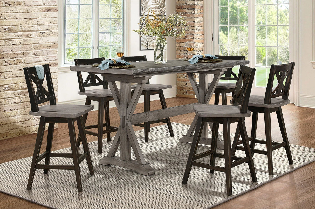 Amsonia Gray/Black Counter Height Set by Homelegance at Eve Furniture