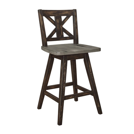 Amsonia Gray/Black Swivel Counter Chair, Set of 2 by Homelegance at Eve Furniture