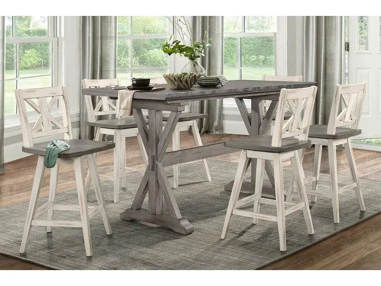 Amsonia Gray/White Swivel Counter Chair, Set of 2 by Homelegance at Eve Furniture