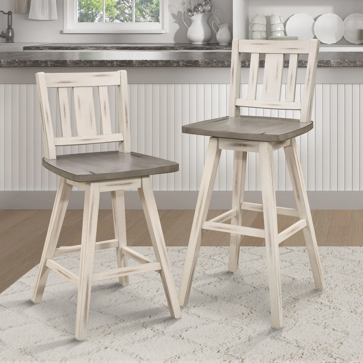 Amsonia White Swivel Pub Counter Height Chairs, Set of 2 by Homelegance at Eve Furniture