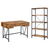 Analiese Antique Nutmeg/Black 2-Piece 3-Drawer Writing Desk Set