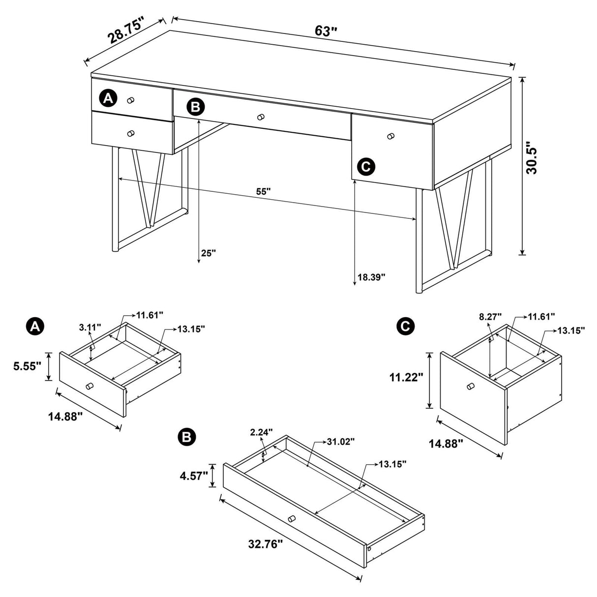 Analiese Gray Driftwood 4-Drawer Writing Desk