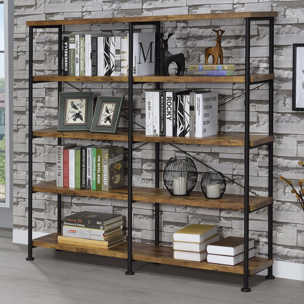 Analiese Antique Nutmeg 4-Shelf Open Bookcase