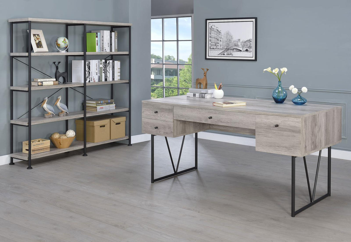 Analiese Gray Driftwood 4-Shelf Open Bookcase