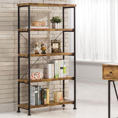 Analiese Antique Nutmeg 4-Shelf Bookcase by Coaster at Eve Furniture