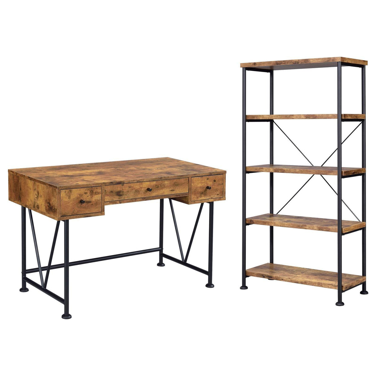 Analiese Antique Nutmeg/Black 2-Piece 3-Drawer Writing Desk Set by Coaster at Eve Furniture