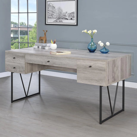 Analiese Gray Driftwood 4-Drawer Writing Desk by Coaster at Eve Furniture