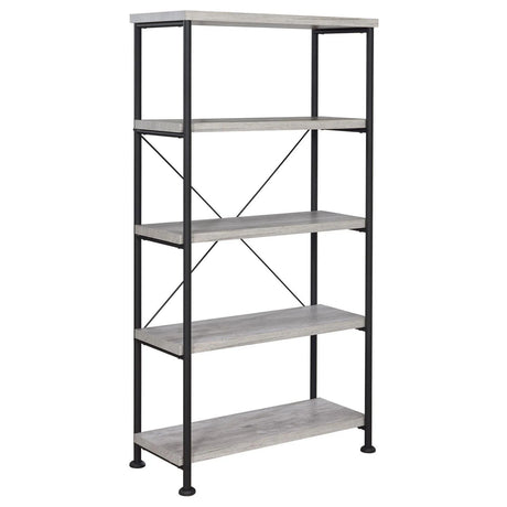 Analiese Gray Driftwood 4-Shelf Bookcase by Coaster at Eve Furniture