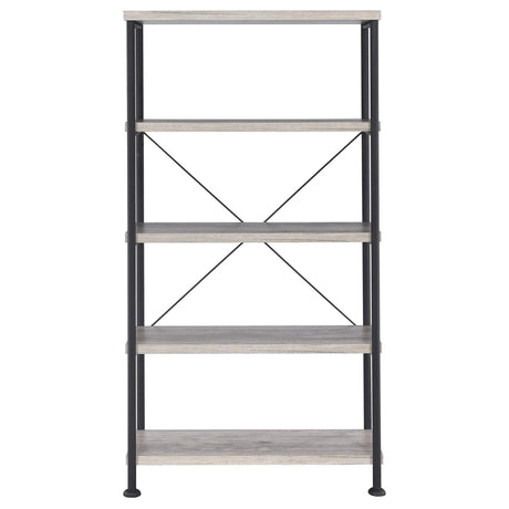 Analiese Gray Driftwood 4-Shelf Bookcase by Coaster at Eve Furniture