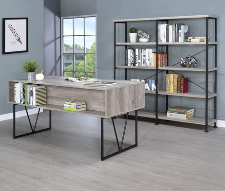 Analiese Gray Driftwood 4-Shelf Open Bookcase by Coaster at Eve Furniture