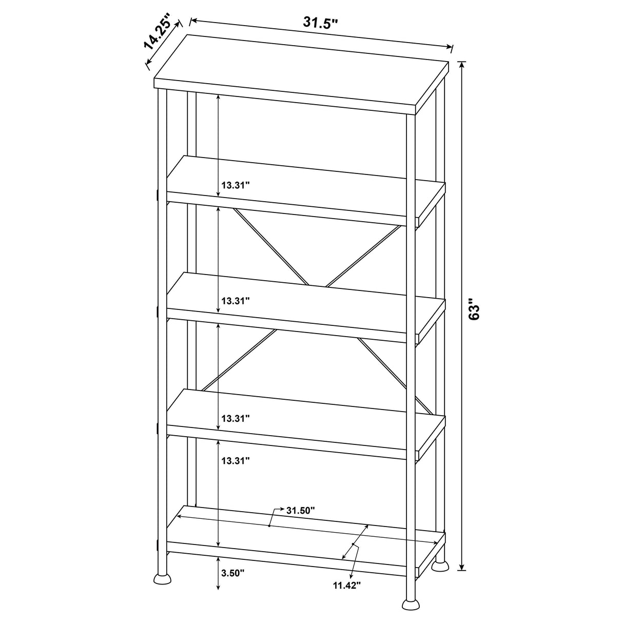 Analiese Mango 63-inch 4-shelf Bookshelf by Coaster at Eve Furniture