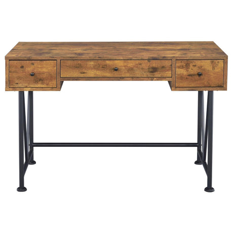 Analiese Antique Nutmeg/Black 3-Drawer Writing Desk by Coaster at Eve Furniture