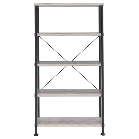 Analiese Gray Driftwood 4-Shelf Bookcase by Coaster at Eve Furniture