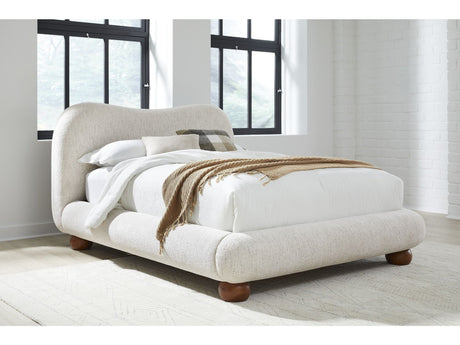 Anansi Afra Chinchilla King Upholstered Wood Leg Platform Bed by Modus Furniture at Eve Furniture