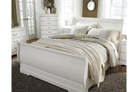 Anarasia White Queen Sleigh Bed by Ashley at Eve Furniture