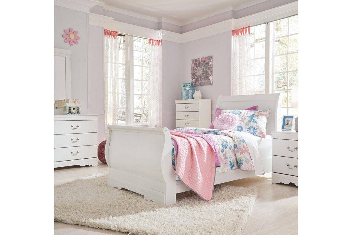 Anarasia White Twin Sleigh Bed by Ashley at Eve Furniture