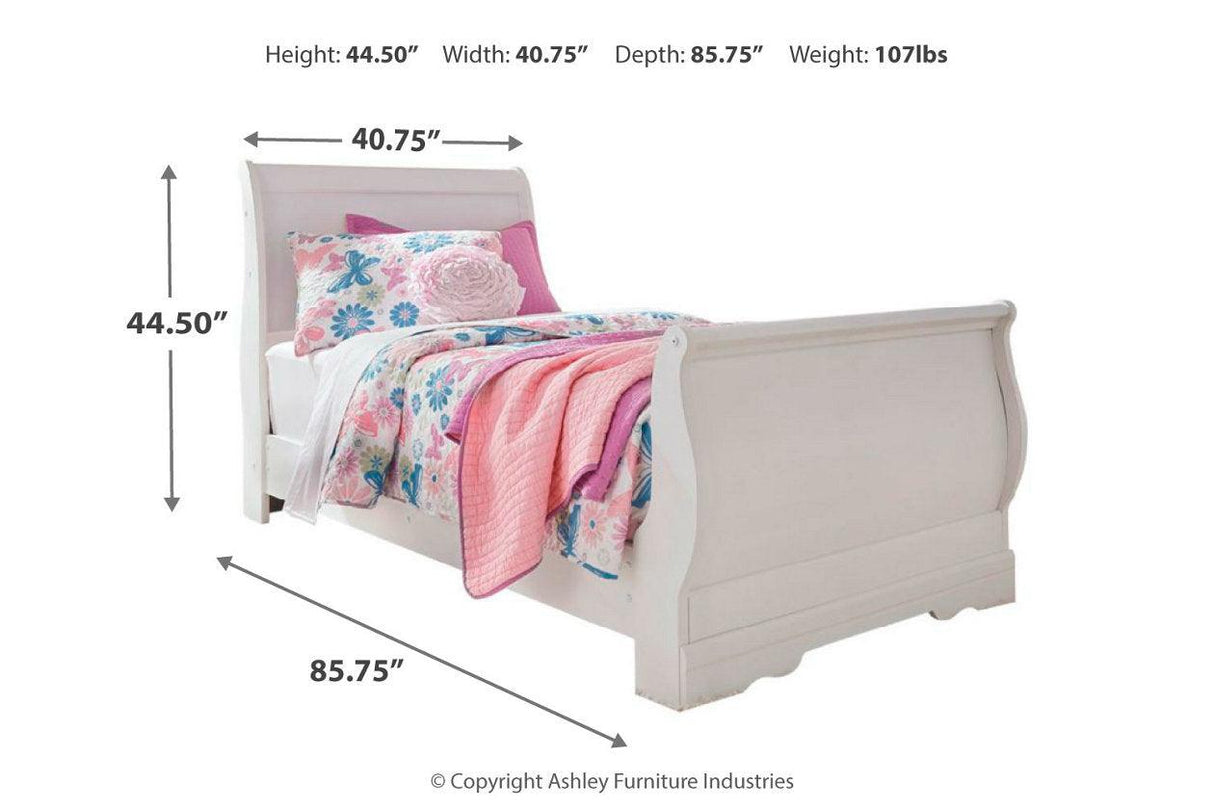 Anarasia White Twin Sleigh Bed by Ashley at Eve Furniture