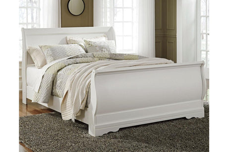 Anarasia White Queen Sleigh Bed by Ashley at Eve Furniture