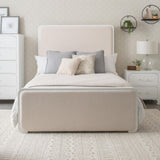 Anastasia Boucle Upholstered California King Panel Bed Pearl White and Beige