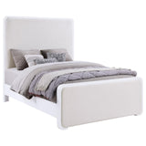 Anastasia Boucle Upholstered California King Panel Bed Pearl White and Beige