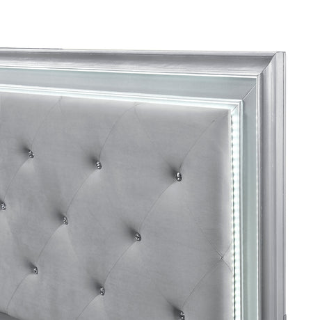 Anatole Metallic Silver LED Panel California King Bed by Homelegance at Eve Furniture