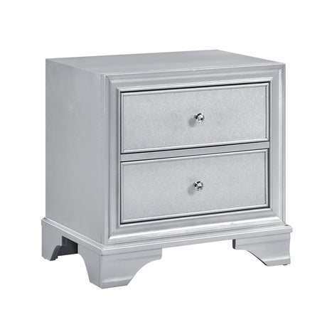 Anatole Metallic Silver Nightstand by Homelegance at Eve Furniture