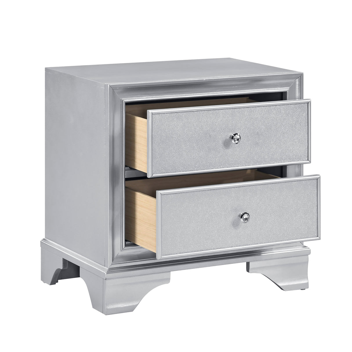 Anatole Metallic Silver Nightstand by Homelegance at Eve Furniture