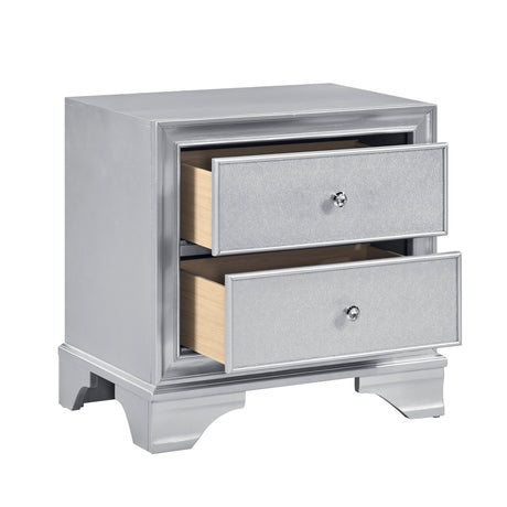 Anatole Metallic Silver Nightstand by Homelegance at Eve Furniture