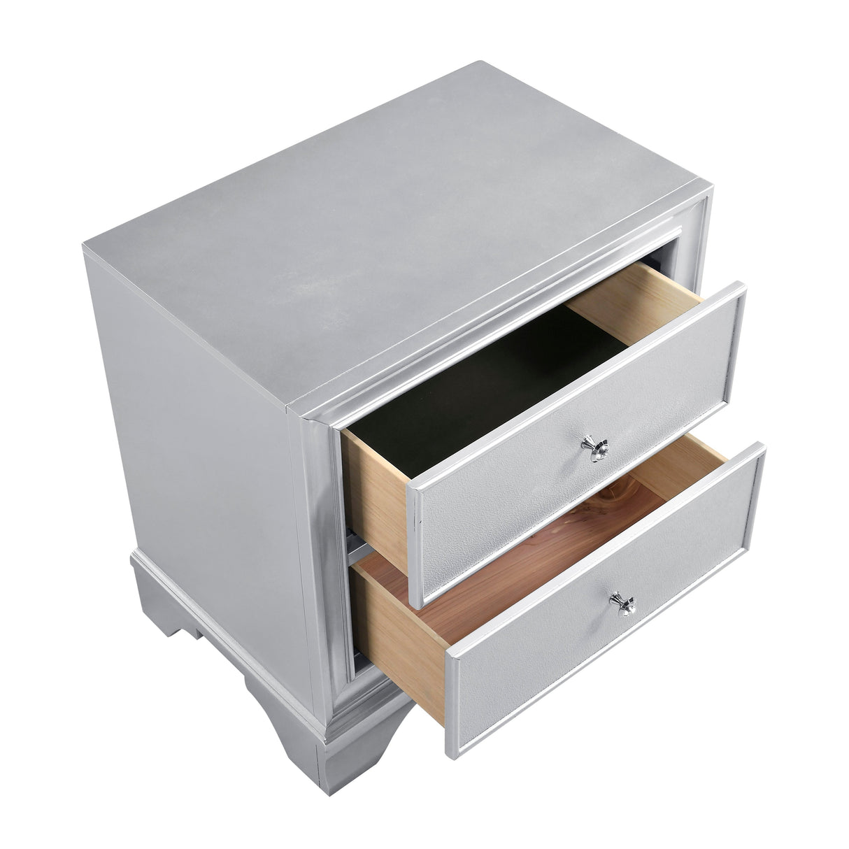 Anatole Metallic Silver Nightstand by Homelegance at Eve Furniture