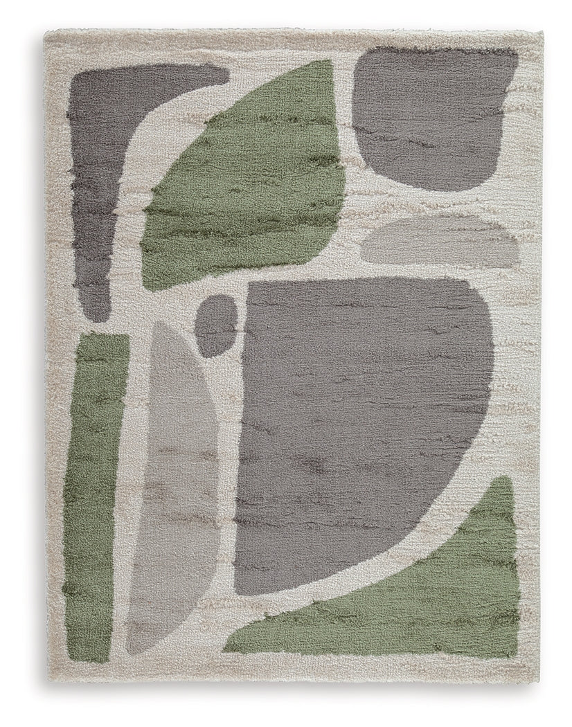 Anburgh Green/Gray/Ivory Large Rug by Ashley at Eve Furniture