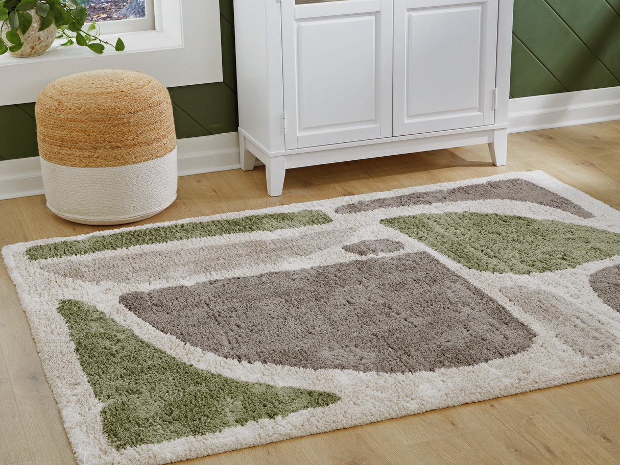 Anburgh Green/Gray/Ivory Large Rug by Ashley at Eve Furniture