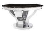 Anchorage Chrome/Black Round Dining Table by Coaster at Eve Furniture